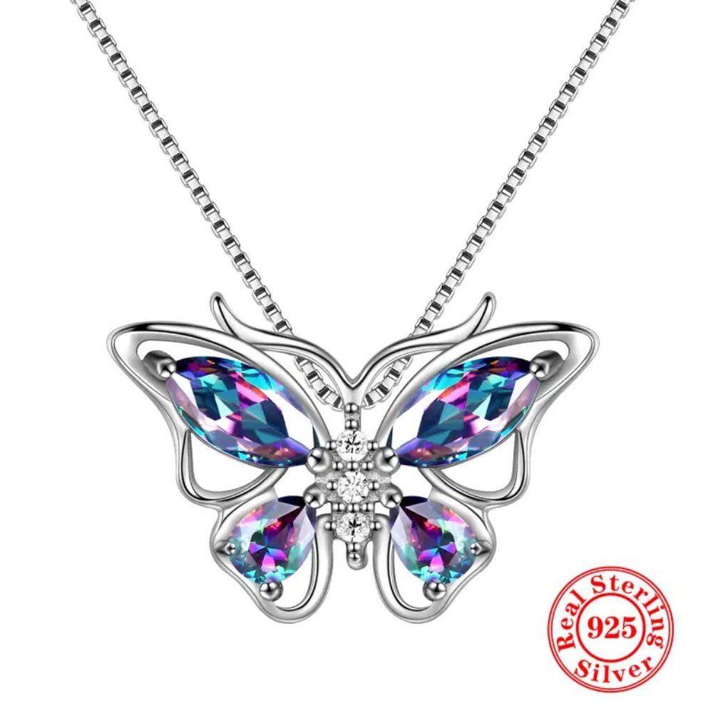 Mystic Rainbow Topaz Butterfly Necklace Original Design